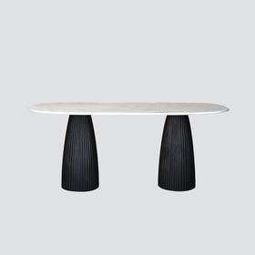 NS家居nsfurniture进口大理石台面实木椭圆长餐桌NSDT-SWAN-DT1800VWM