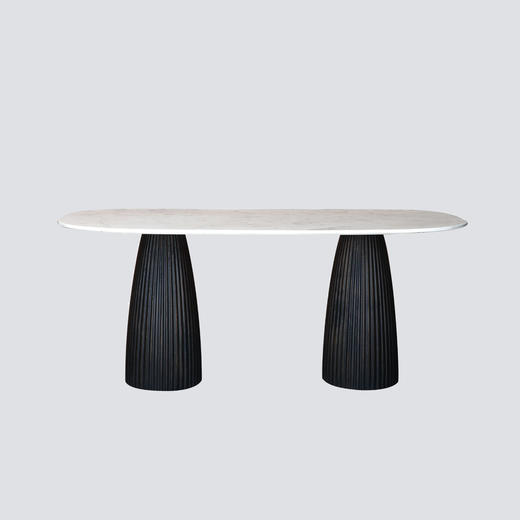 NS家居nsfurniture进口大理石台面实木椭圆长餐桌NSDT-SWAN-DT1800VWM 商品图0