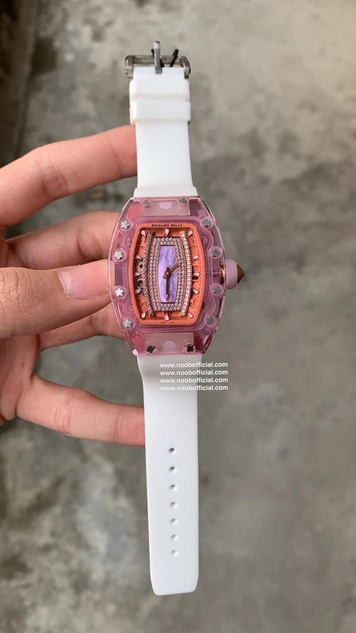 理查德米勒RM07-02女装实拍，透明粉紫色亚克力材质。轻量化，搭全自动进口机芯！[色] 商品图10