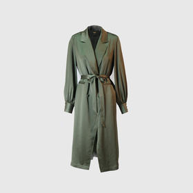 翻领气质腰系带风衣