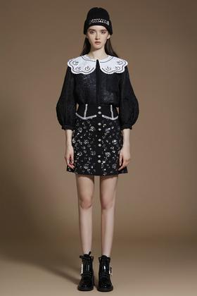 黑色银河亮片短半裙