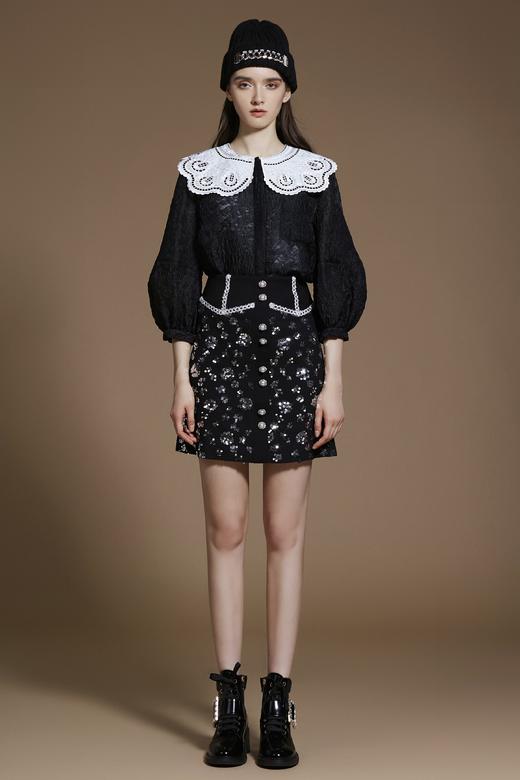 黑色银河亮片短半裙 商品图0