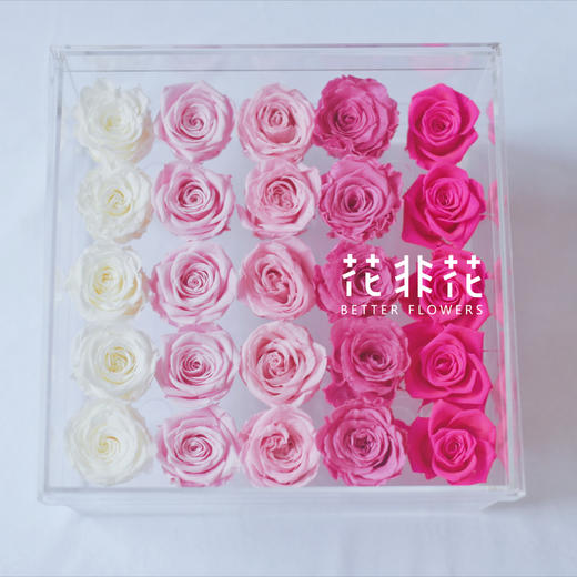 《专属情歌》- 高级亚克力方形礼盒渐变色永生花 商品图2