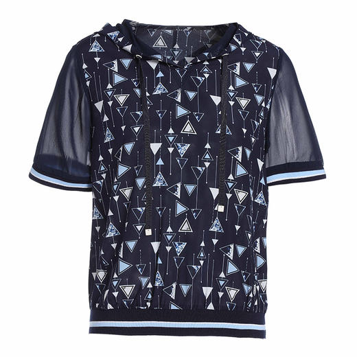 乔万尼真丝桑蚕丝上衣带帽休闲透气运动风EI2C842 商品图4