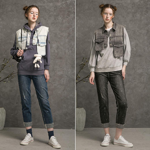 famecoco范可儿马夹女士秋设计感小众牛仔马甲外套F216CA004 商品图4