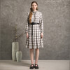 Famecoco范可儿秋长袖格子中长款收腰显瘦连衣裙女F216FA002 商品缩略图3