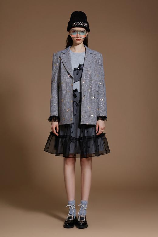 蝴蝶亮片绣花灰色西装外套 商品图0