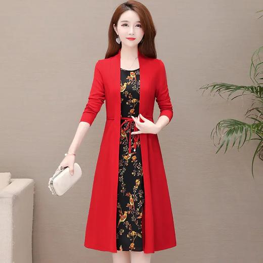 YWE-JMYS-19801新款修身长袖气质优雅遮肚时尚假两件套装连衣裙 商品图3