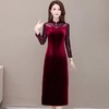 YWE-JMYS-20A808新款修身长袖气质优雅改良版金丝绒旗袍连衣裙 商品缩略图2