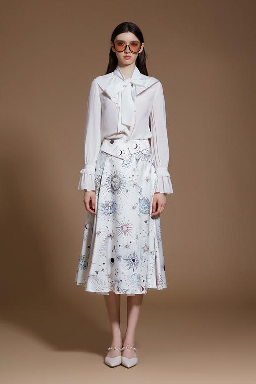 宫廷风荷叶领真丝双绉衬衣 商品图0