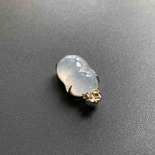 高冰种雪花棉翡翠猪18k黄金钻石镶嵌 商品图3