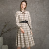 Famecoco范可儿秋长袖格子中长款收腰显瘦连衣裙女F216FA002 商品缩略图4