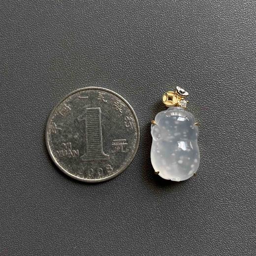 高冰种雪花棉翡翠猪18k黄金钻石镶嵌 商品图6