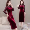 YWE-JMYS-20A808新款修身长袖气质优雅改良版金丝绒旗袍连衣裙 商品缩略图0