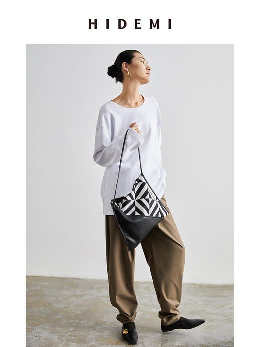 HIDEMI几何设计感黑白印花背包 商品图14