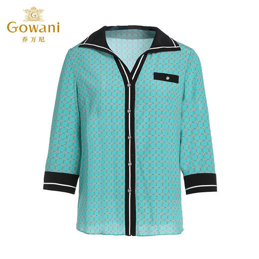 乔万尼重磅真丝撞色印花贵气时尚衬衫EI2C841 商品图4