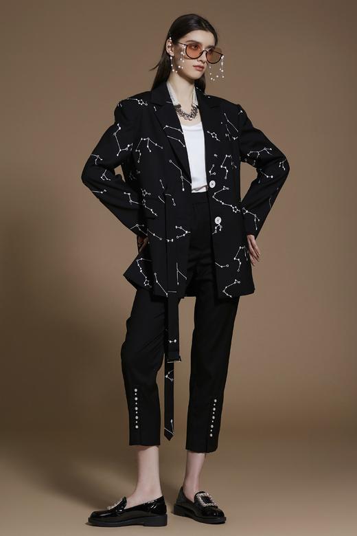 黑白星象图绣花廓形两穿式中性西装外套 商品图1