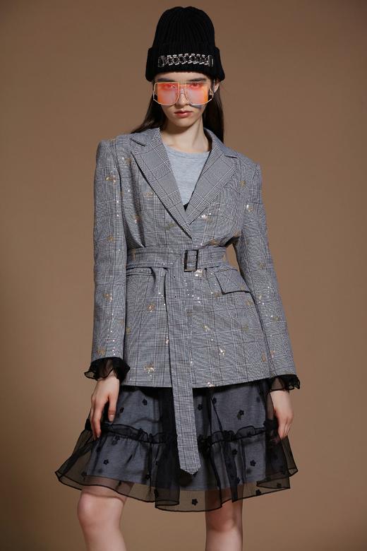 蝴蝶亮片绣花灰色西装外套 商品图2