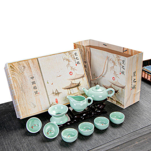 【茶具套装】辛器记雪花釉全套茶具套装 商品图1