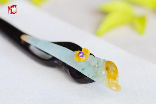 天然翡翠发簪 配青金【浩雪凝霜】 商品图1