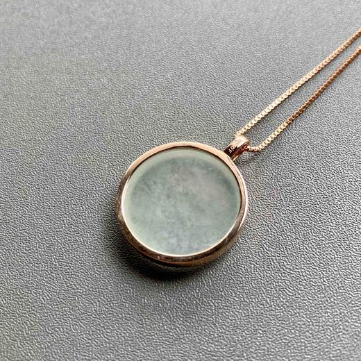 冰种厚庄翡翠圆牌无事牌18k玫瑰金镶嵌 商品图5