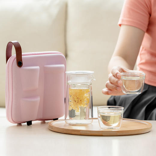 哲品 便携旅行茶具套装耐热玻璃红茶泡茶器 月影简装一壶两杯整套 商品图4