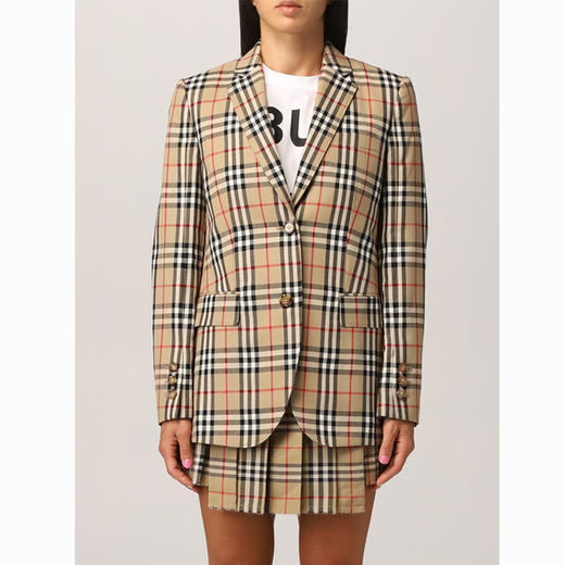 BURBERRY 巴宝莉  女士 Vintage 格纹羊毛精裁夹克 格子 8033466 A7028 商品图1