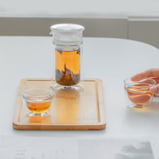 哲品 便携旅行茶具套装耐热玻璃红茶泡茶器 月影简装一壶两杯整套 商品图5
