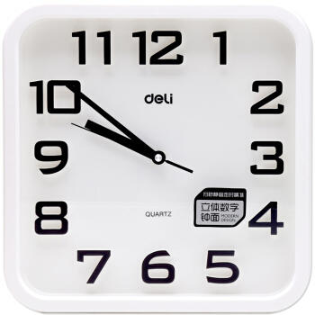 得力挂钟8949白（13寸）方形 商品图1