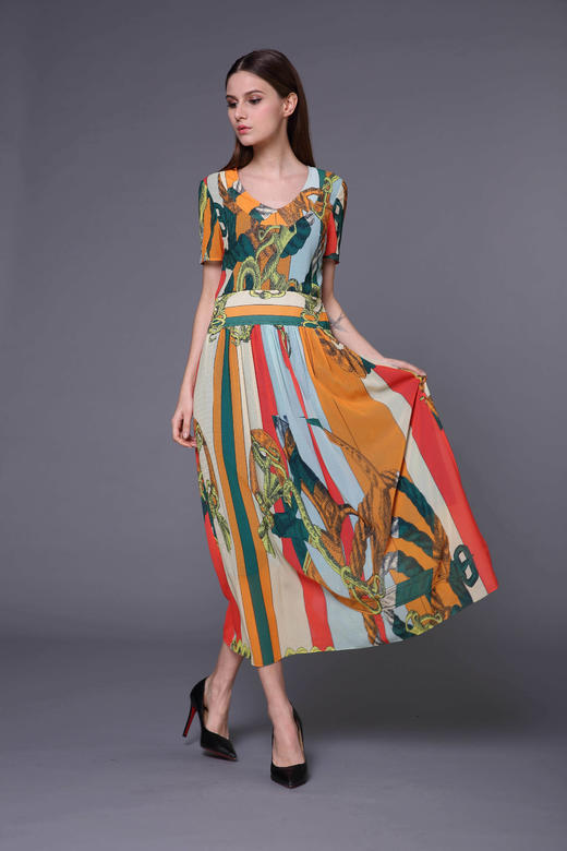 -【伯妮斯茵】162S065--橙色连衣裙--农舍与农夫--《生命之美-梵高的花园》 商品图0