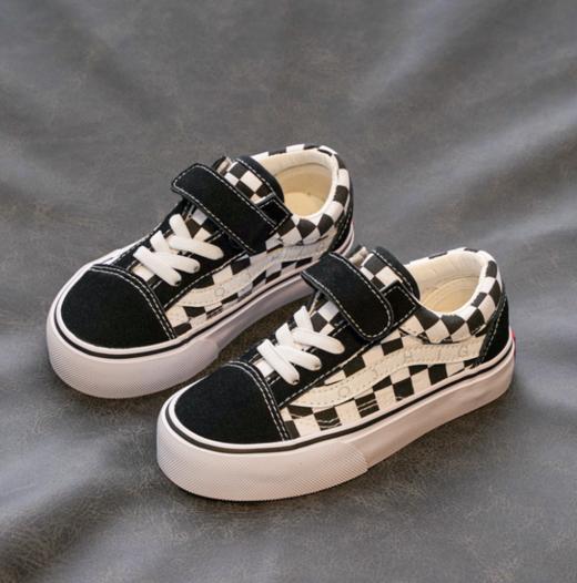 【童鞋】万斯巴黑白棋盘格子儿童帆布鞋 商品图1