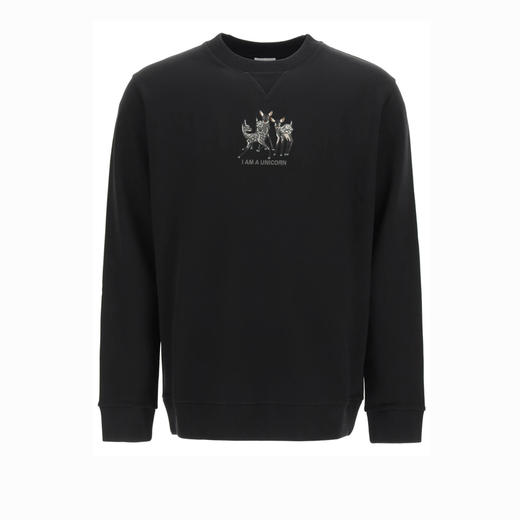 BURBERRY 巴宝莉 男士小鹿印花棉质平纹针织长袖卫衣 黑色 8042689 A1189 商品图0