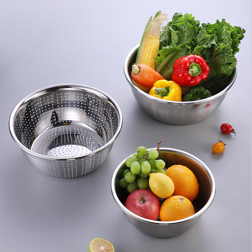 德国戴德不锈钢盆套装家用加厚厨房多用盆洗菜盆沥水盆打蛋和面盆4件套 商品图5