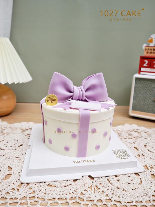 1027CAKE | 紫色系 翻糖蝴蝶结 礼物盒造型蛋糕 商品图0