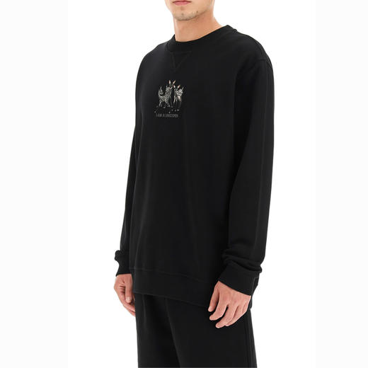BURBERRY 巴宝莉 男士小鹿印花棉质平纹针织长袖卫衣 黑色 8042689 A1189 商品图3