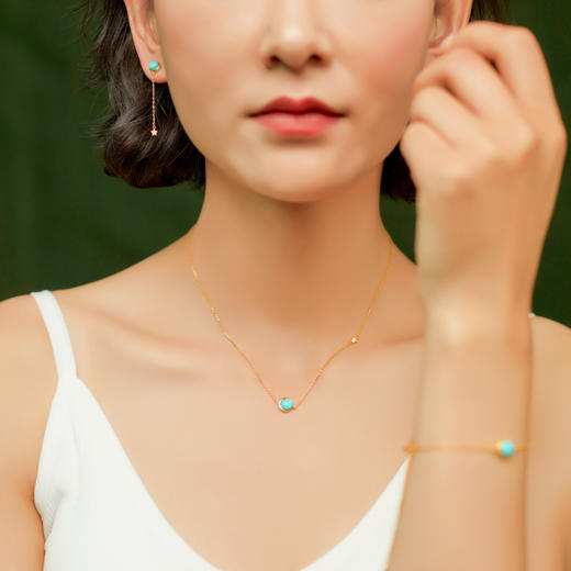 醍醐 原矿高瓷蓝松石 星月套装 项链 手链 耳饰 商品图0