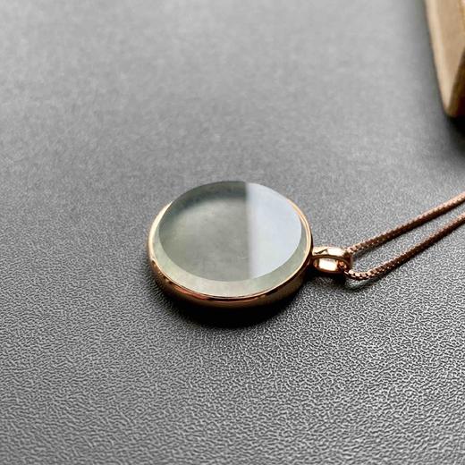 冰种厚庄翡翠圆牌无事牌18k玫瑰金镶嵌 商品图2