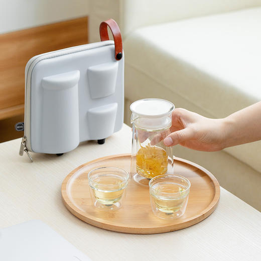 哲品 便携旅行茶具套装耐热玻璃红茶泡茶器 月影简装一壶两杯整套 商品图9