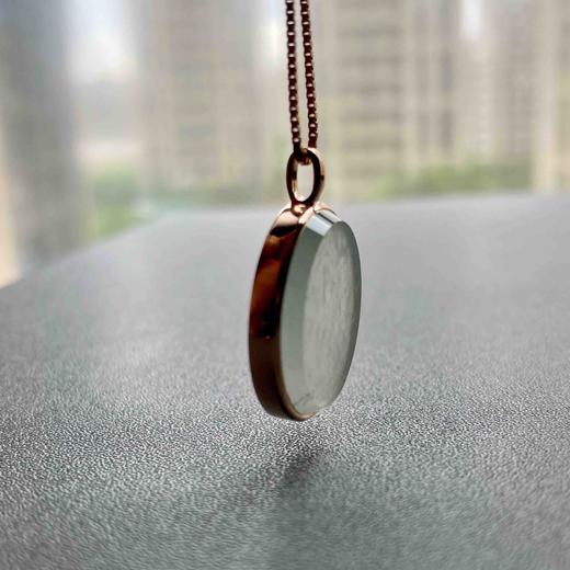 冰种厚庄翡翠圆牌无事牌18k玫瑰金镶嵌 商品图9