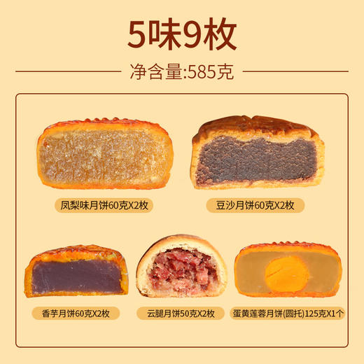 【洱海祝福】潘祥记月饼礼盒585克 5味9枚滇式月饼礼盒 商品图3