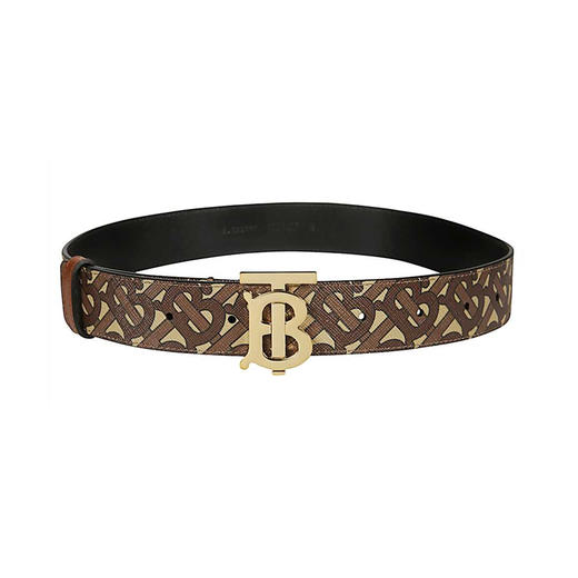 【二】BURBERRY 巴宝莉 女士专属标识条纹环保帆布拼皮革腰带 混色 8018991 A7432 商品图0