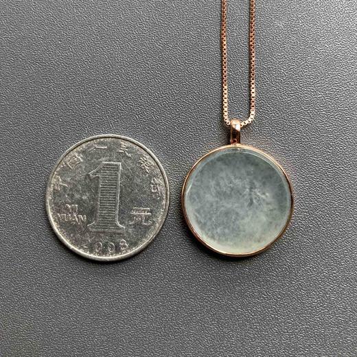 冰种厚庄翡翠圆牌无事牌18k玫瑰金镶嵌 商品图4