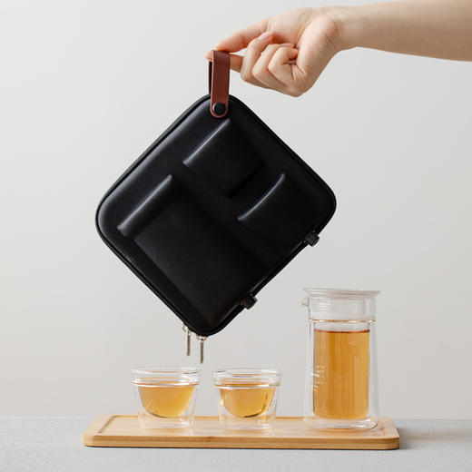 哲品 便携旅行茶具套装耐热玻璃红茶泡茶器 月影简装一壶两杯整套 商品图1