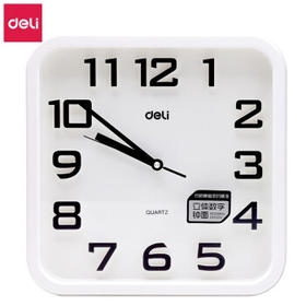 得力挂钟8949白（13寸）方形