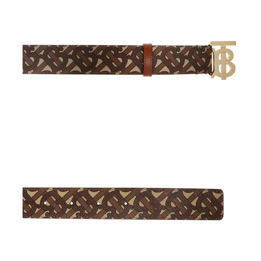 【二】BURBERRY 巴宝莉 女士专属标识条纹环保帆布拼皮革腰带 混色 8018991 A7432 商品图3