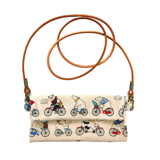 HUJI祤集Comfy斜挎包插画脚踏车白熊 商品图0