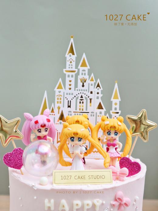 1027CAKE | 双层 粉嫩色系 美少女 城堡 翻糖蝴蝶结装饰 周岁蛋糕 商品图1