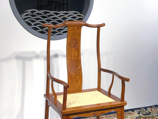 红桥红  家具严选  缅甸花梨（大果紫檀）【藤面 上博四出头官帽椅 】 商品图5