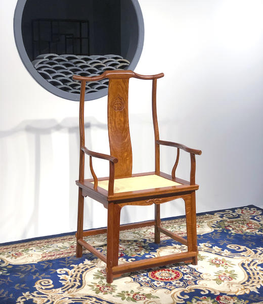 红桥红  家具严选  缅甸花梨（大果紫檀）【藤面 上博四出头官帽椅 】 商品图4