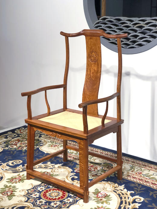 红桥红  家具严选  缅甸花梨（大果紫檀）【藤面 上博四出头官帽椅 】 商品图8